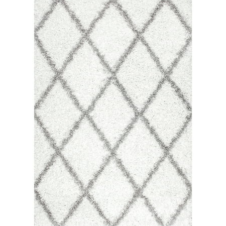 nuLOOM Trellis Cozy Soft & Plush Shag Area Rug, 6' 7" x 9', White