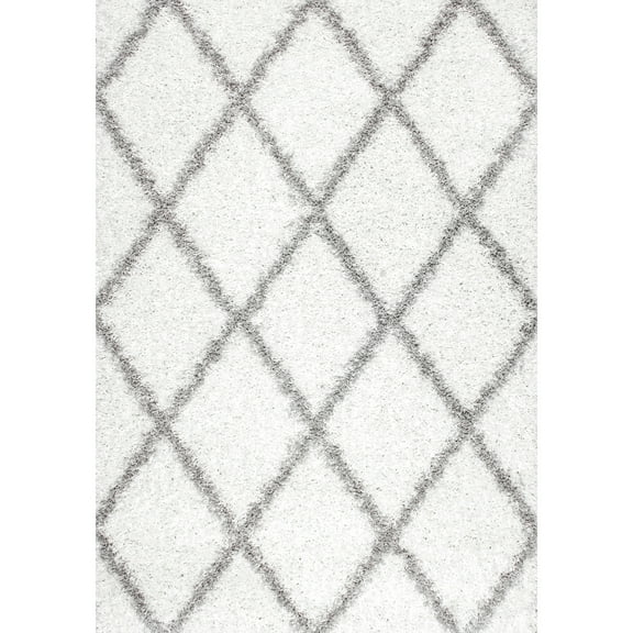 nuLOOM Trellis Cozy Soft & Plush Shag Area Rug, 6' 7" x 9', White