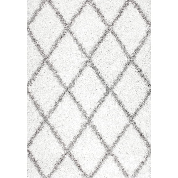 nuLOOM Trellis Cozy Soft & Plush Shag Area Rug, 7' 10" x 10', White