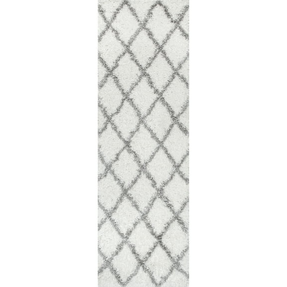 nuLOOM Trellis Cozy Soft & Plush Shag Runner Rug, 2' 6" x 6', White