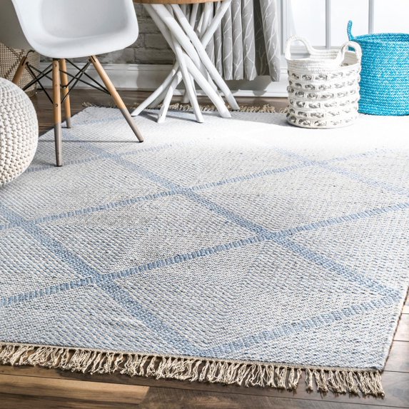 nuLOOM Trellis Flatweave Wool Area Rug, 5' x 8', Blue
