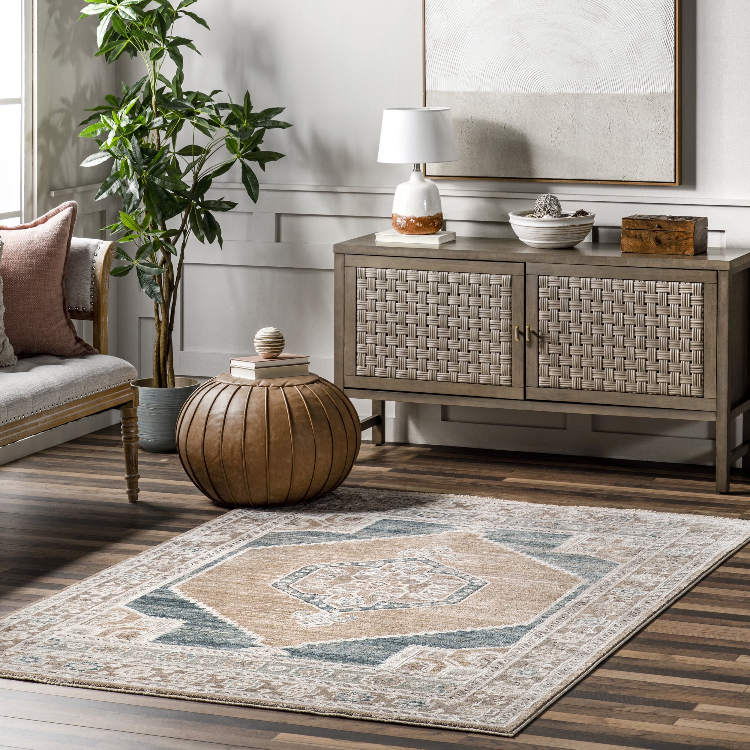 nuLOOM Tricia Faded Medallion Fringe Area Rug, 4' x 6', Rust