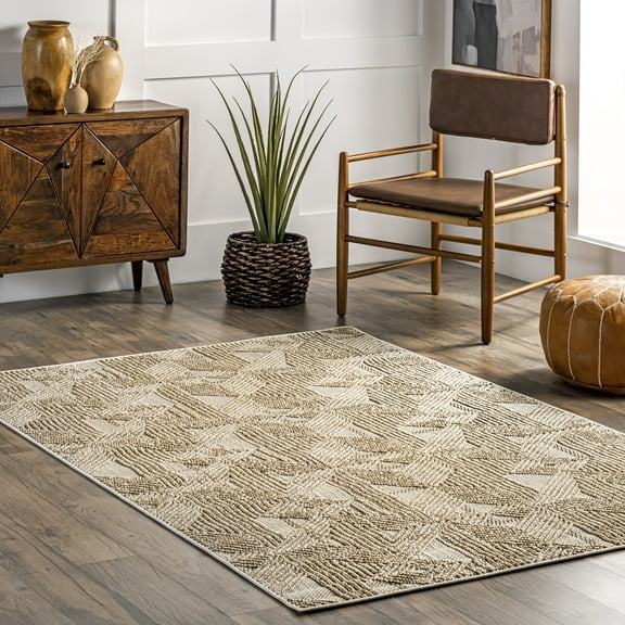 nuLOOM Trinity Textured Abstract Diamonds Area Rug, 5' 3" x 7' 6", Beige