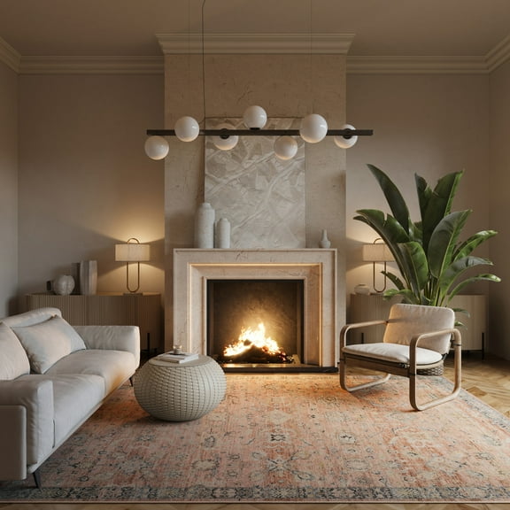 nuLOOM Triselle Traditional Bordered Washable Area Rug, 4' x 6', Triselle Peach