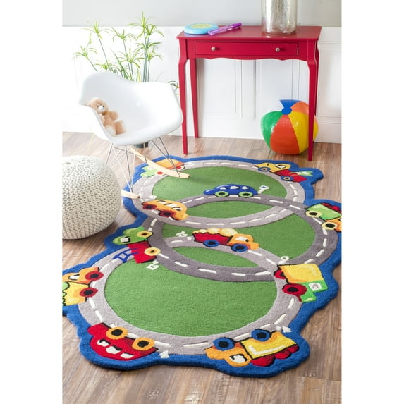 nuLOOM U Turn Hand Tufted Wool Accent Rug, 3' x 5', Green