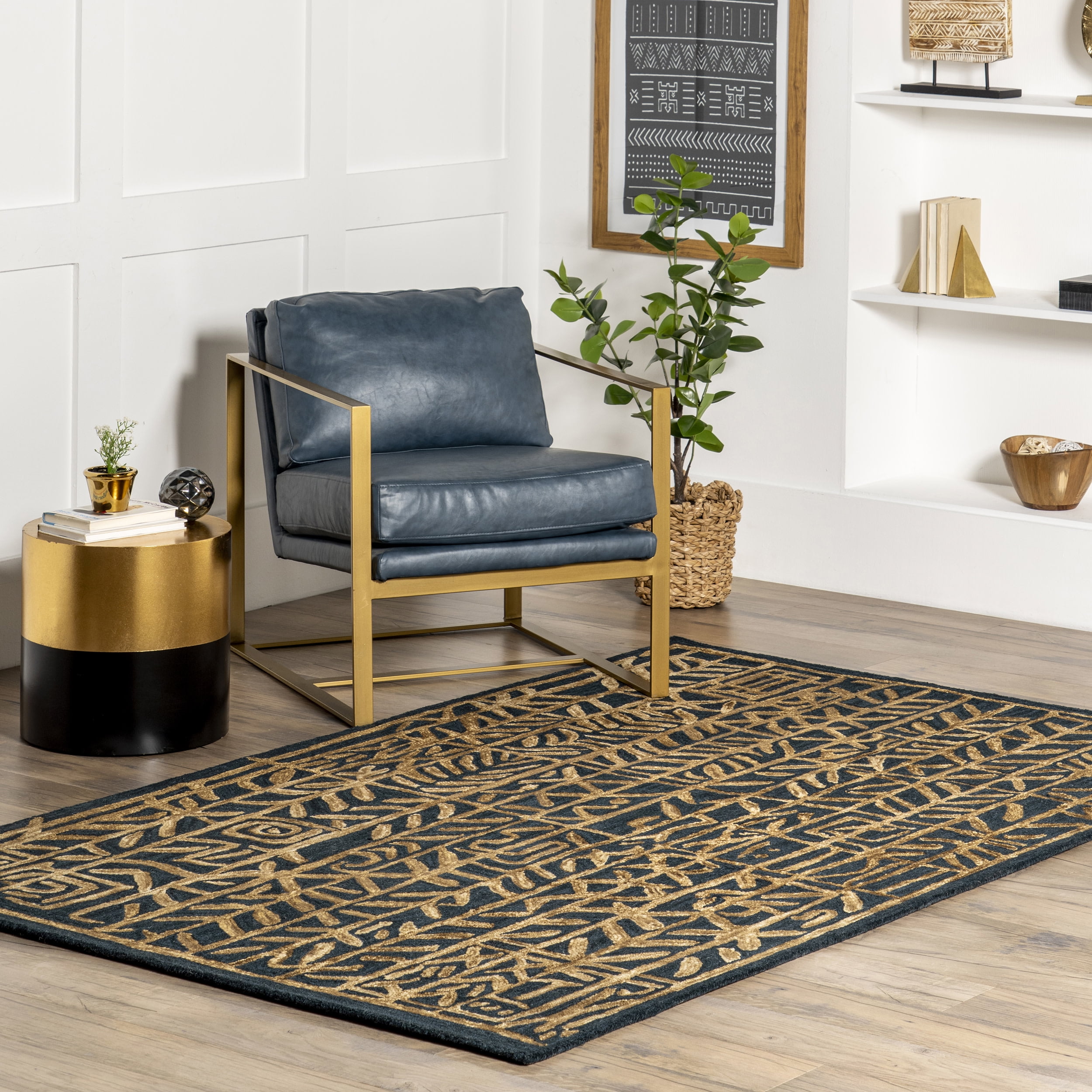 nuLOOM Véronique Transitional Vines Wool Area Rug, 8' x 10', Navy