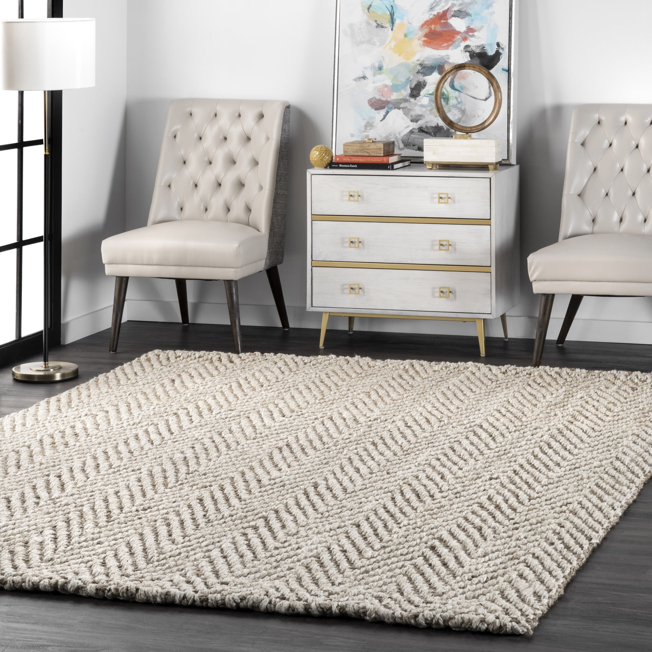nuLOOM Vania Chevron Jute Area Rug, 8' 6" x 11' 6", Vania Off-white