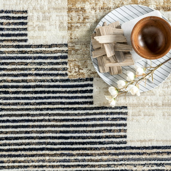 nuLOOM Vanita Transitional Southwestern Fringe Area Rug, 6' 7", Round, Vanita Navy