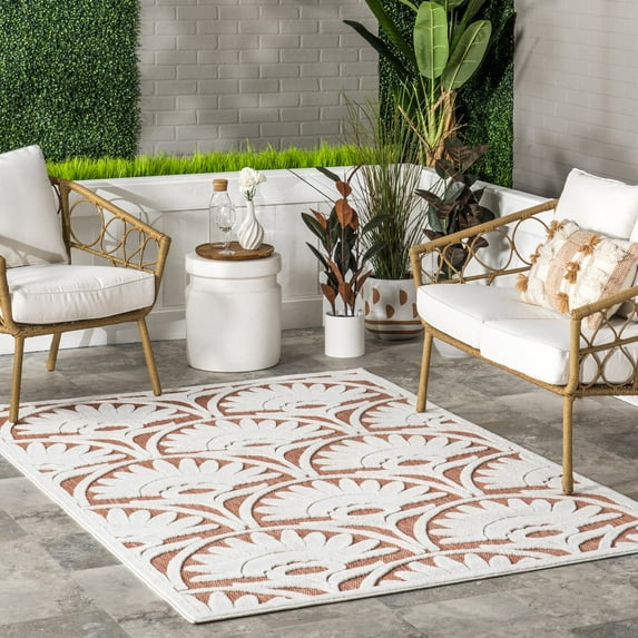 nuLOOM Vanna Aara Palm Indoor/Outdoor Area Rug, 4' x 6', Brick