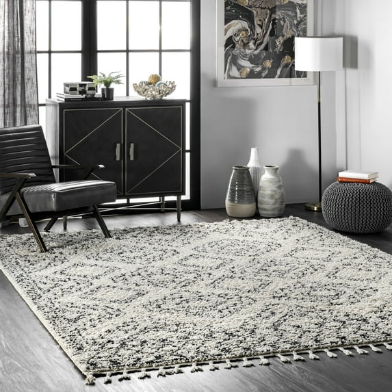nuLOOM Vasiliki Moroccan Shag Tasseled Area Rug, 12' x 15', Vasiliki Off-white