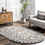 nuLOOM Vasiliki Moroccan Shag Tasseled Area Rug, 3' x 5', Oval, Vasiliki Off-white