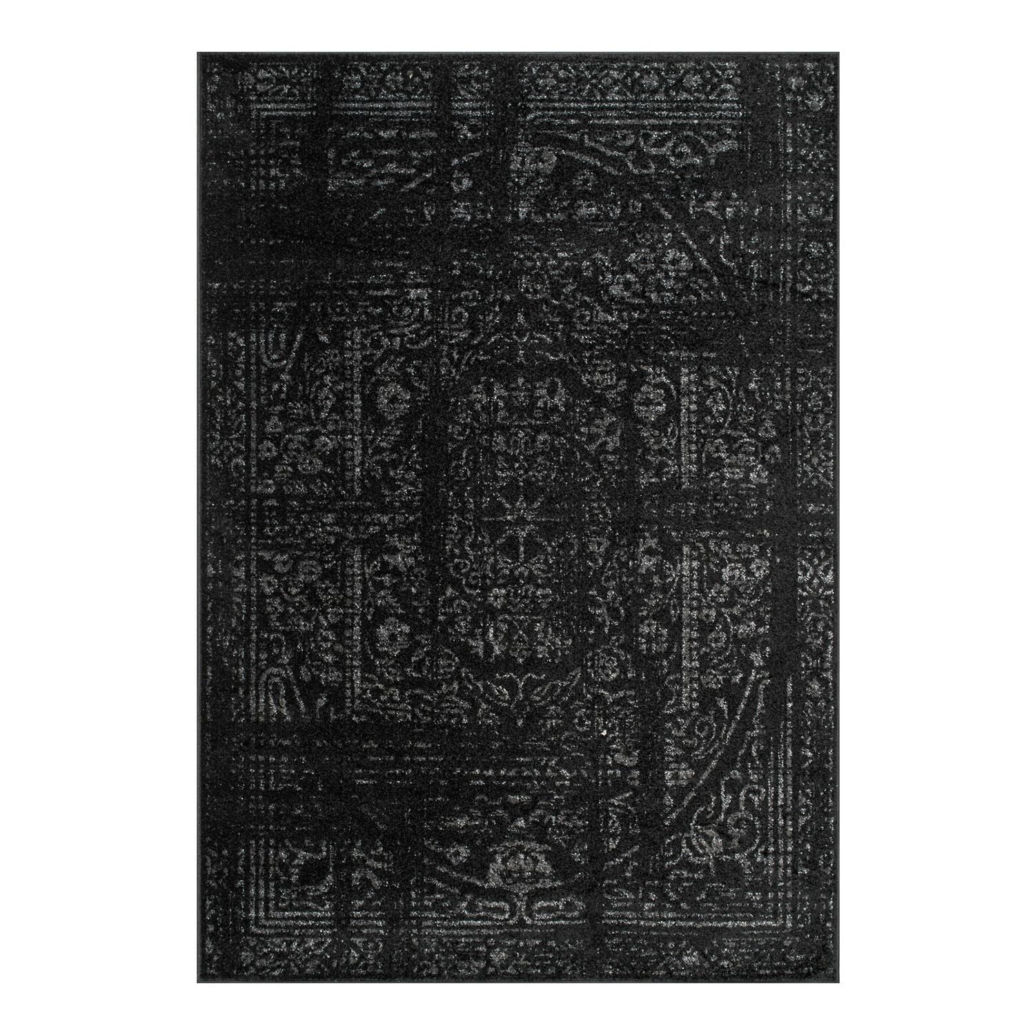 Elegant Gray Synthetic 2' x 3' Easy-Care Persian Area Rug
