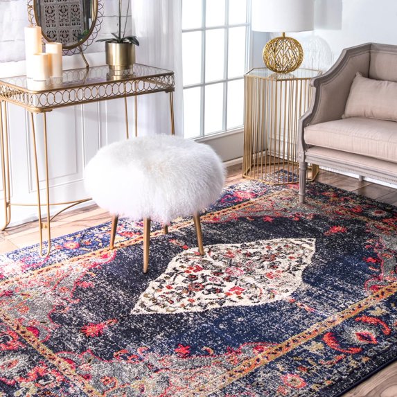nuLOOM Veronica Vintage Distressed Area Rug, 7' 10", Navy