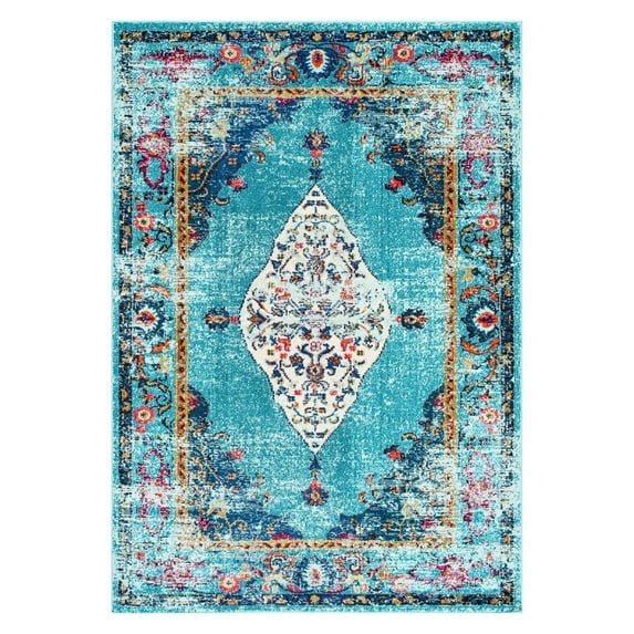 nuLOOM Veronica Vintage Distressed Area Rug, 7' 10" x 11', Aqua