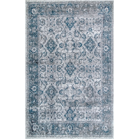 nuLOOM Vintage Area Rug, Blue, 4' x 6', Machine Made Polypropylene