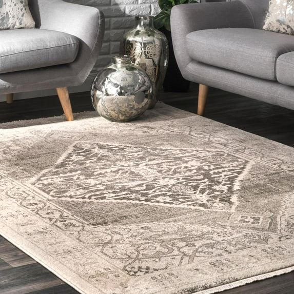 nuLOOM Vintage Cassie Fringe Rug Area Rug or Runner