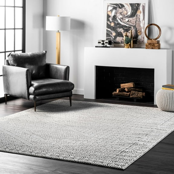 nuLOOM Vintage Exie Area Rug, 6', Light Gray