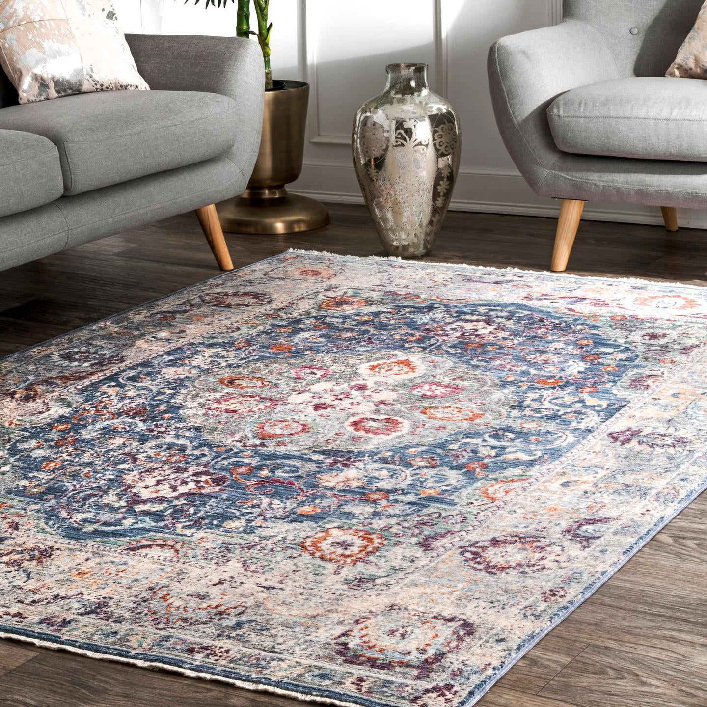 nuLOOM Vintage Glynn Medallion Fringe Area Rug or Runner