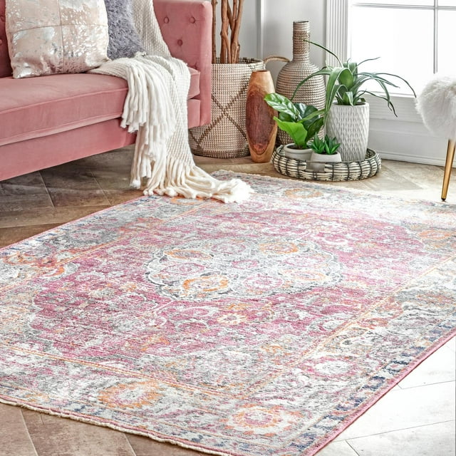 nuLOOM Vintage Glynn Medallion Fringe Area Rug