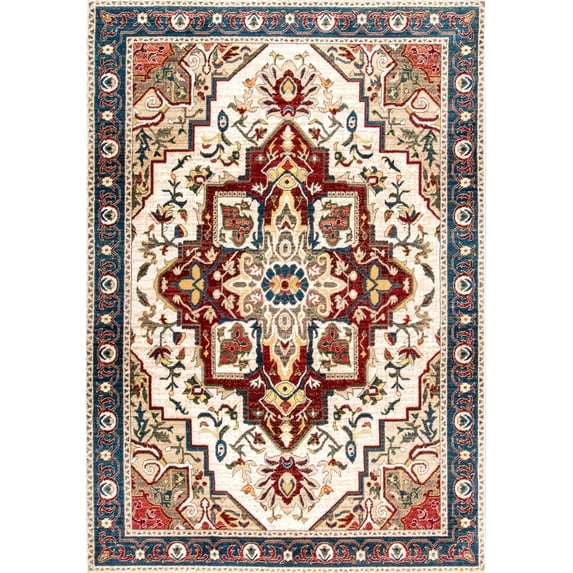 nuLOOM Vintage Lakendra Medallion Fringe Area Rug or Runner