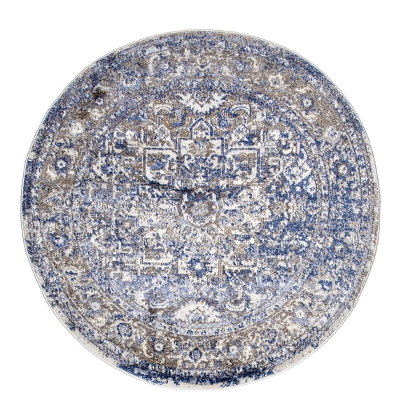 nuLOOM Vintage Lilah Medallion 5' x 8' Oval Area Rug, Light Blue