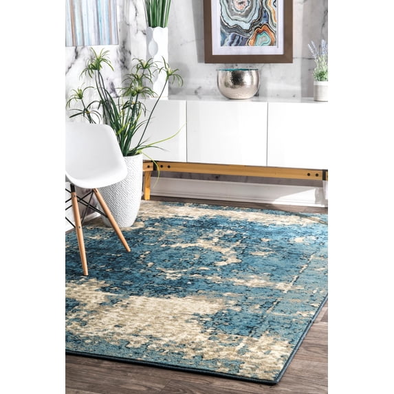 nuLOOM Vintage Lindsy Distressed Area Rug, 4', Blue