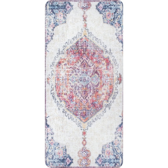 nuLOOM Vintage Medallion Anti Fatigue Kitchen or Laundry Room Comfort Mat, 20" x 42", Rust