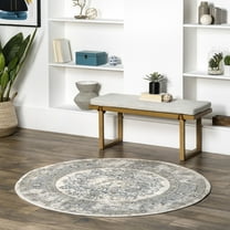 nuLOOM Jodee Vintage Medallion Area Rug, 5', Round, Jodee Silver