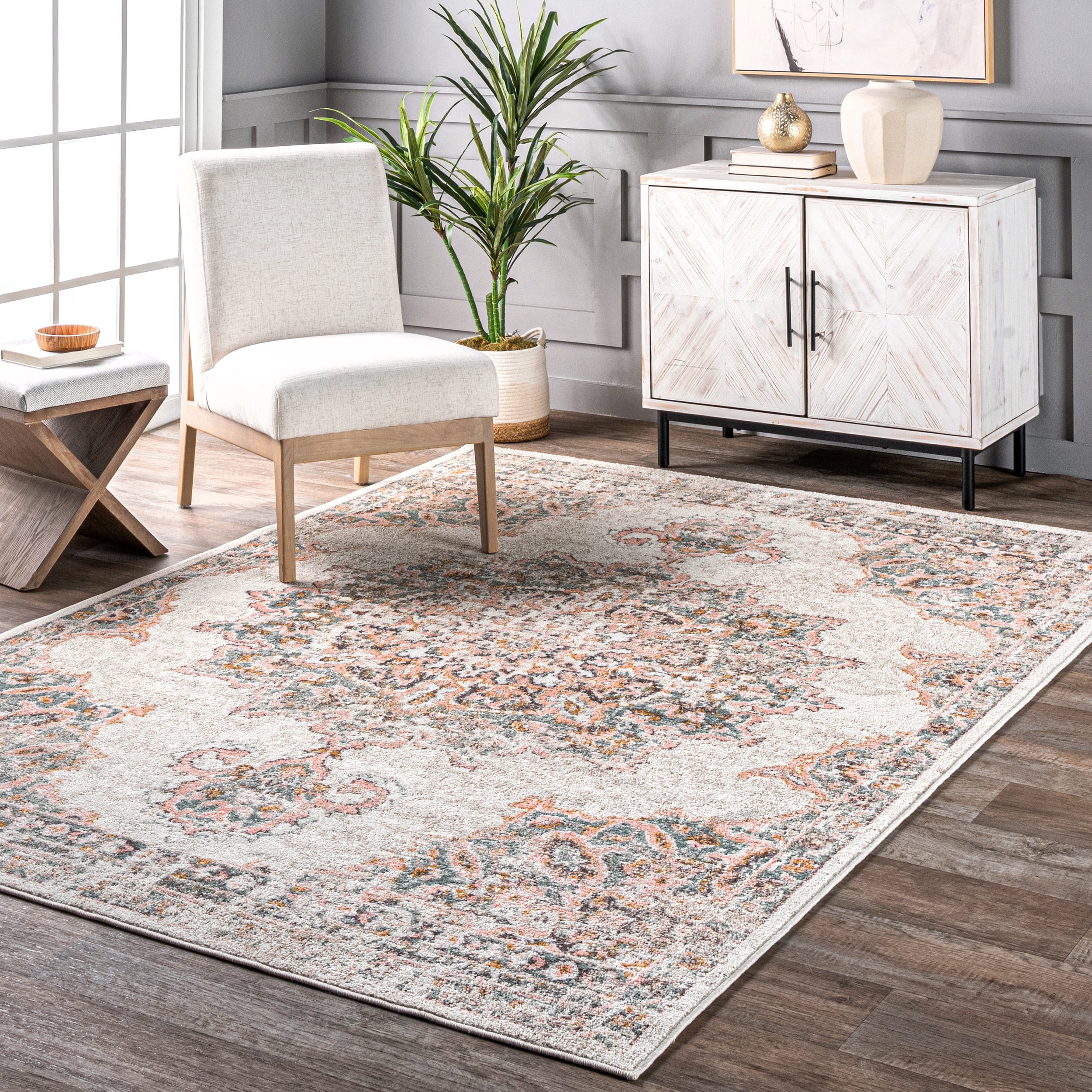 nuLOOM Vintage Medallion Liliana Area Rug, 7' 10" x 10', Beige