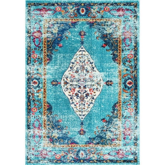 nuLOOM Vintage Medallion Veronica Rug 5' 3" x 7' 7" Aqua Rectangle (KKCB26A-53077)