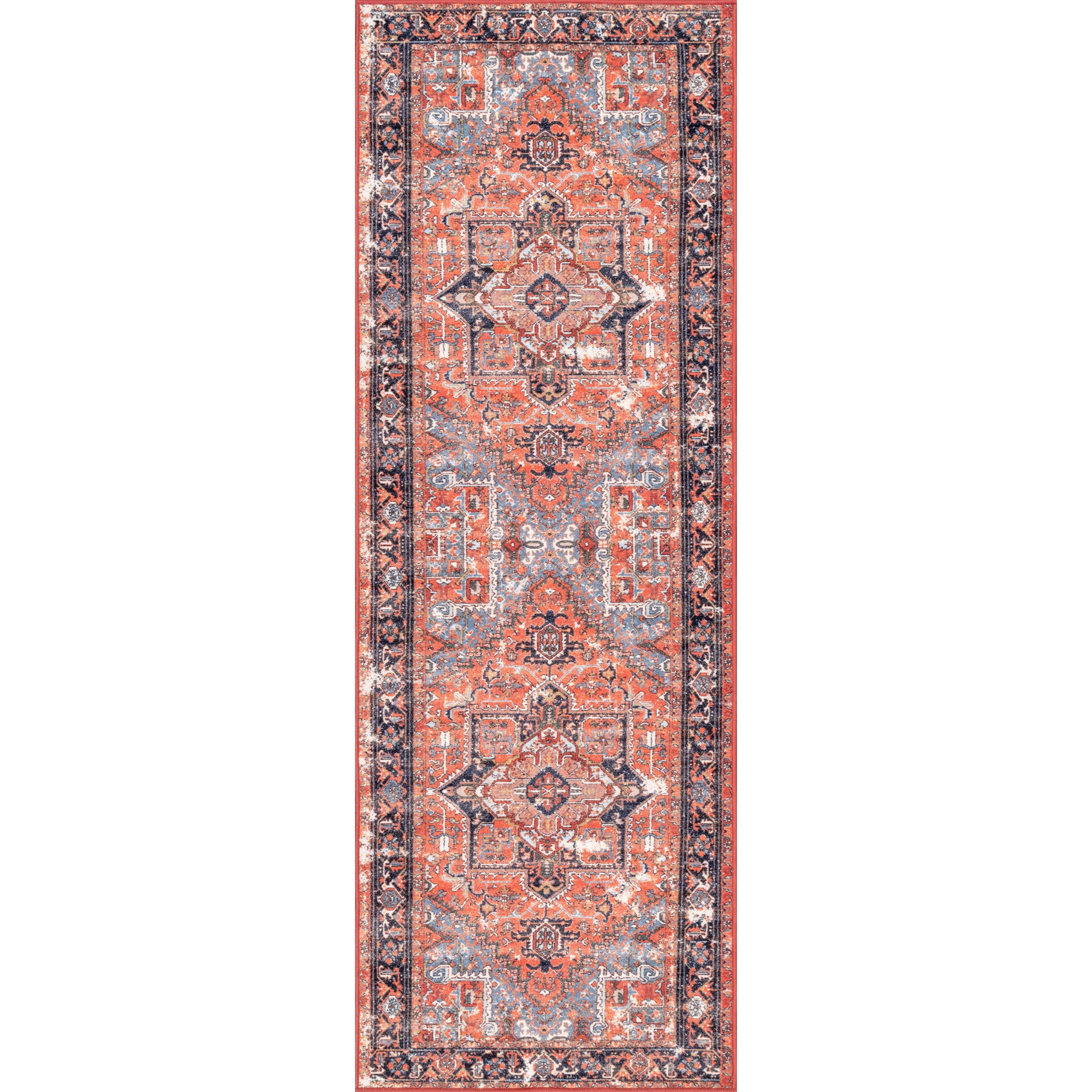 Sherita Rust and Ivory Oriental Synthetic Runner Rug