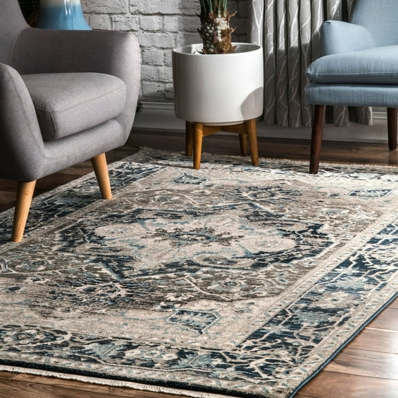 nuLOOM Vintage Susie Floral Fringe Rug Area Rug or Runner