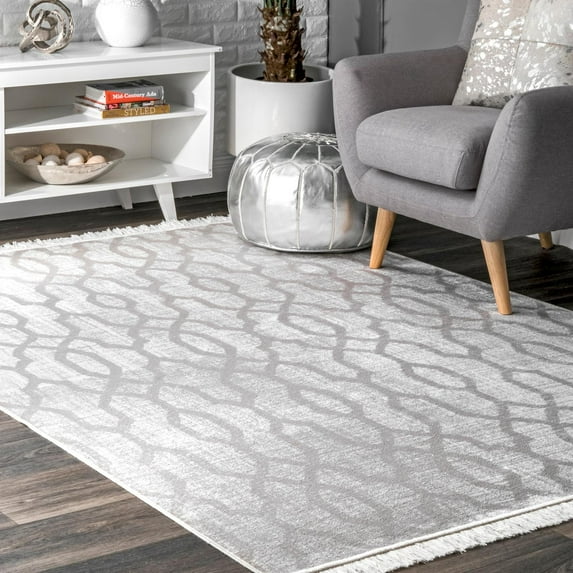 nuLOOM Vintage Trellis Josie Fringe Rug Area Rug or Runner