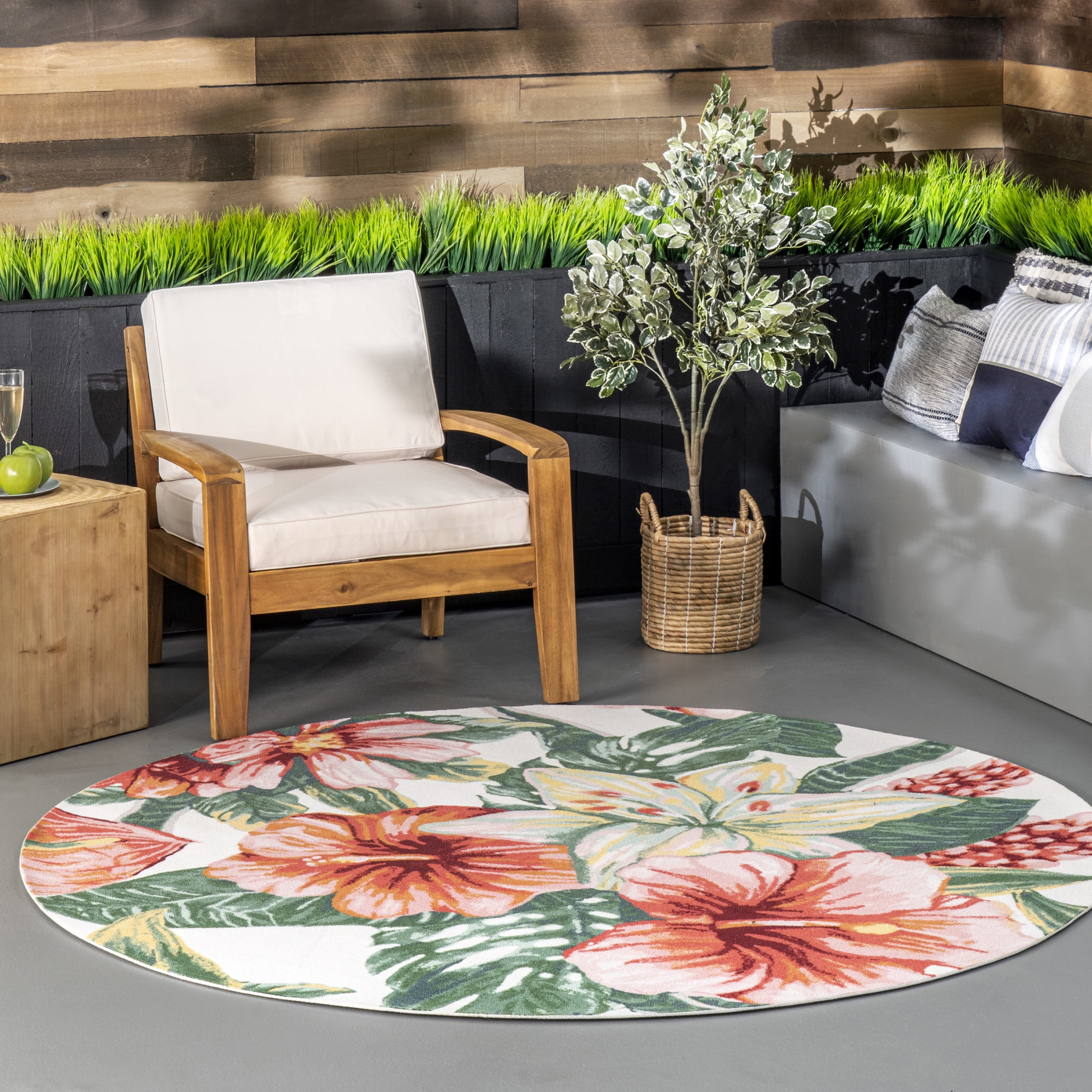 nuLOOM Indoor/Outdoor Floral Sabrina Area Rug for Patio, 6', Multi ...