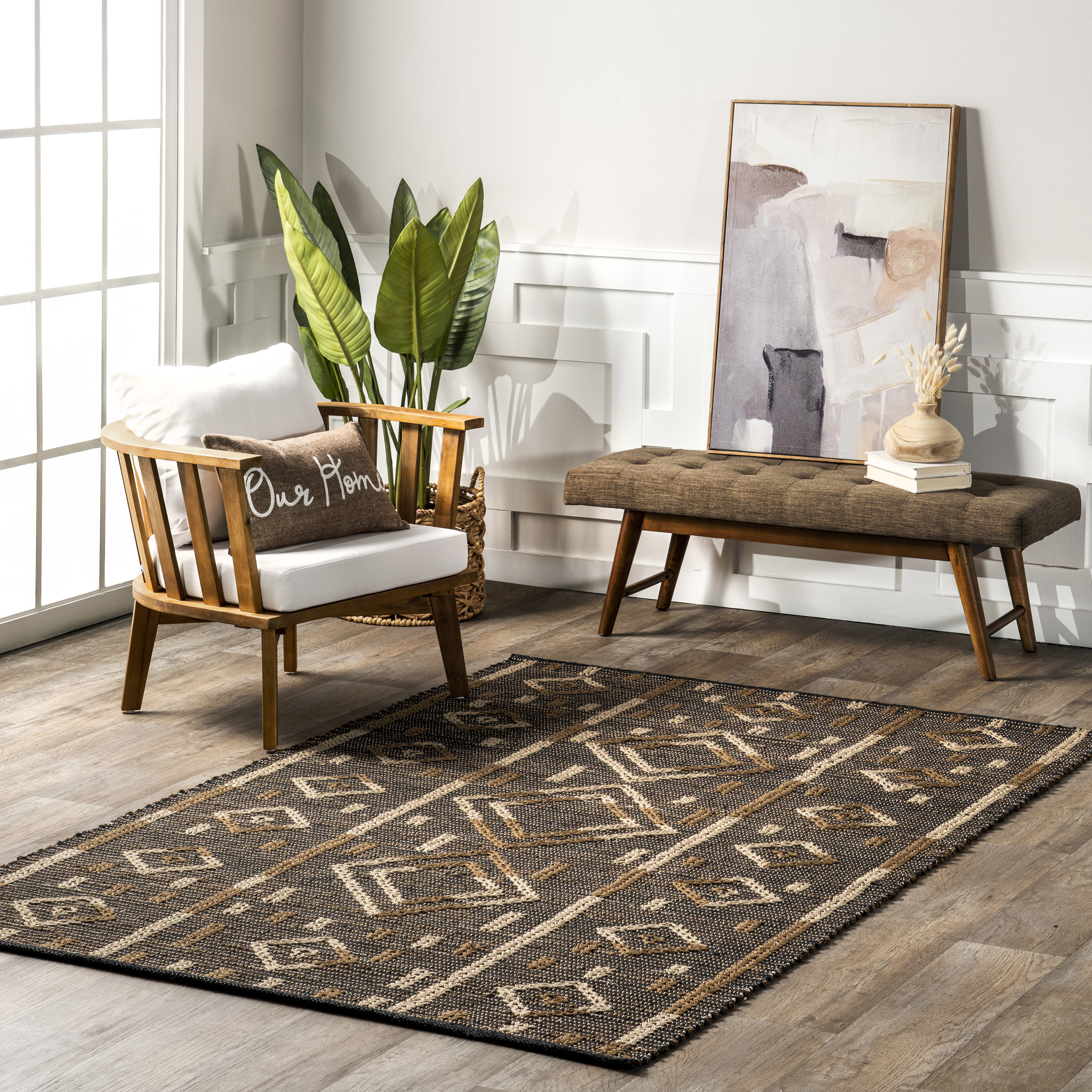nuLOOM Virginia Bohemian JuteBlend Area Rug, 8' x 10', Brown
