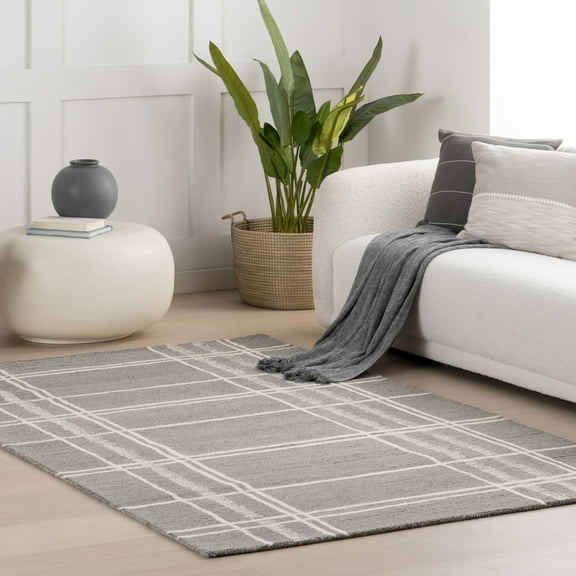 nuLOOM Vivica Plaid Wool Area Rug, 9' 6" x 13' 6", Vivica Dark Grey