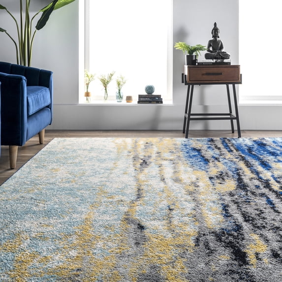 nuLOOM Waterfall Vintage Abstract Runner Rug, 2' 6" x 10', Blue