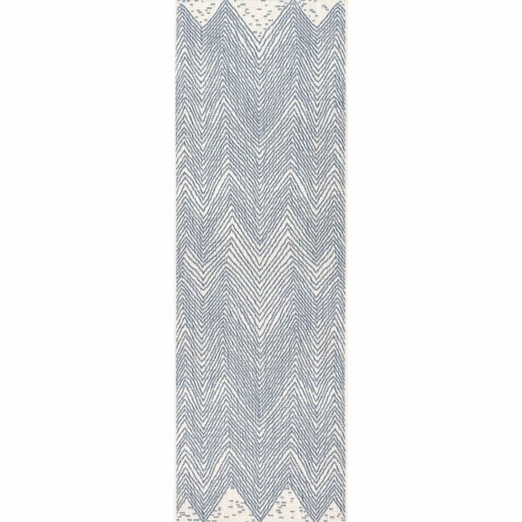 nuLOOM Wavy Chevron Indoor/Outdoor Runner Rug, 2' x 12', Blue