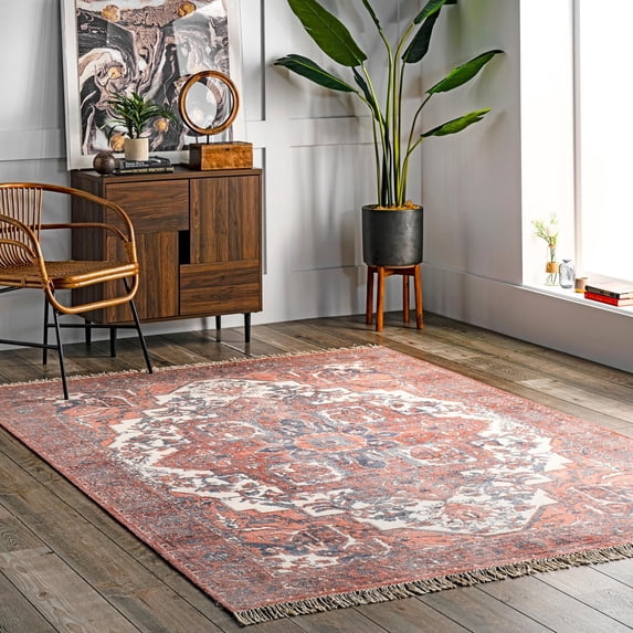 nuLOOM Werner Fringe Wool Accent Rug, 3' x 5', Red