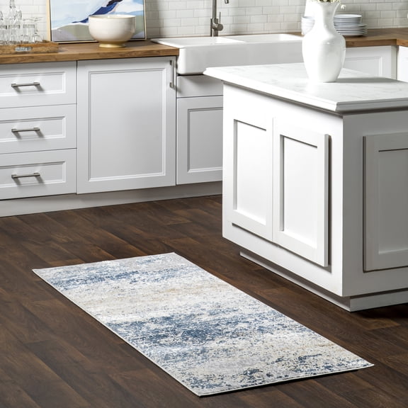 nuLOOM Wilde Abstract Distressed Area Rug, 2' 6" x 6', Runner, Wilde Blue