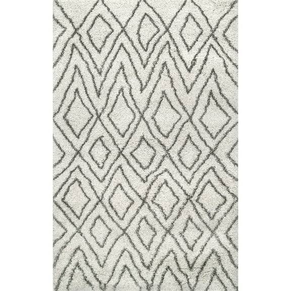 nuLOOM Willette Diamond Shag Area Rug, 4' x 6', Ivory