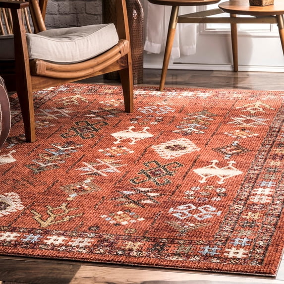nuLOOM Wilma Transitional Tribal Area Rug, 6' 7" x 9', Orange