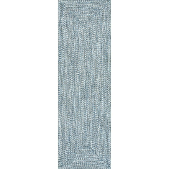 nuLOOM Wynn Braided Indoor/Outdoor Aqua 2' 6" x 8' Casual Runner Rug