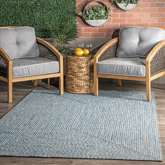 nuLOOM Wynn Braided Indoor/Outdoor Aqua 3' x 5' Casual Area Rug
