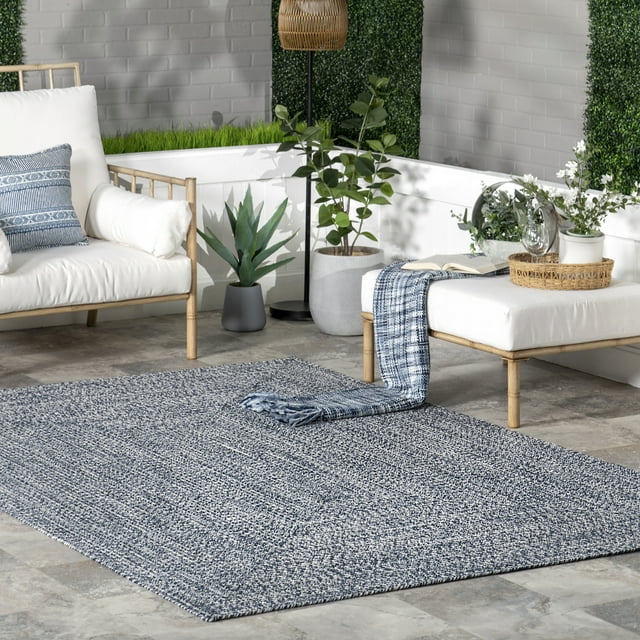 nuLOOM Wynn Braided Indoor/Outdoor Area Rug, 12' x 18', Light Blue ...