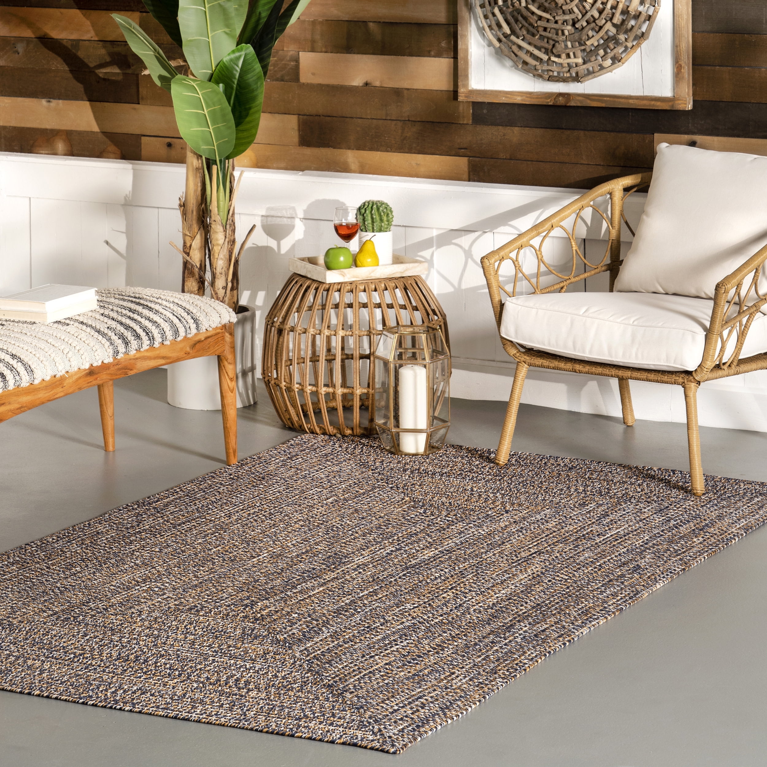 nuLOOM Wynn Braided Indoor/Outdoor Area Rug, 8' x 10', Dark Blue