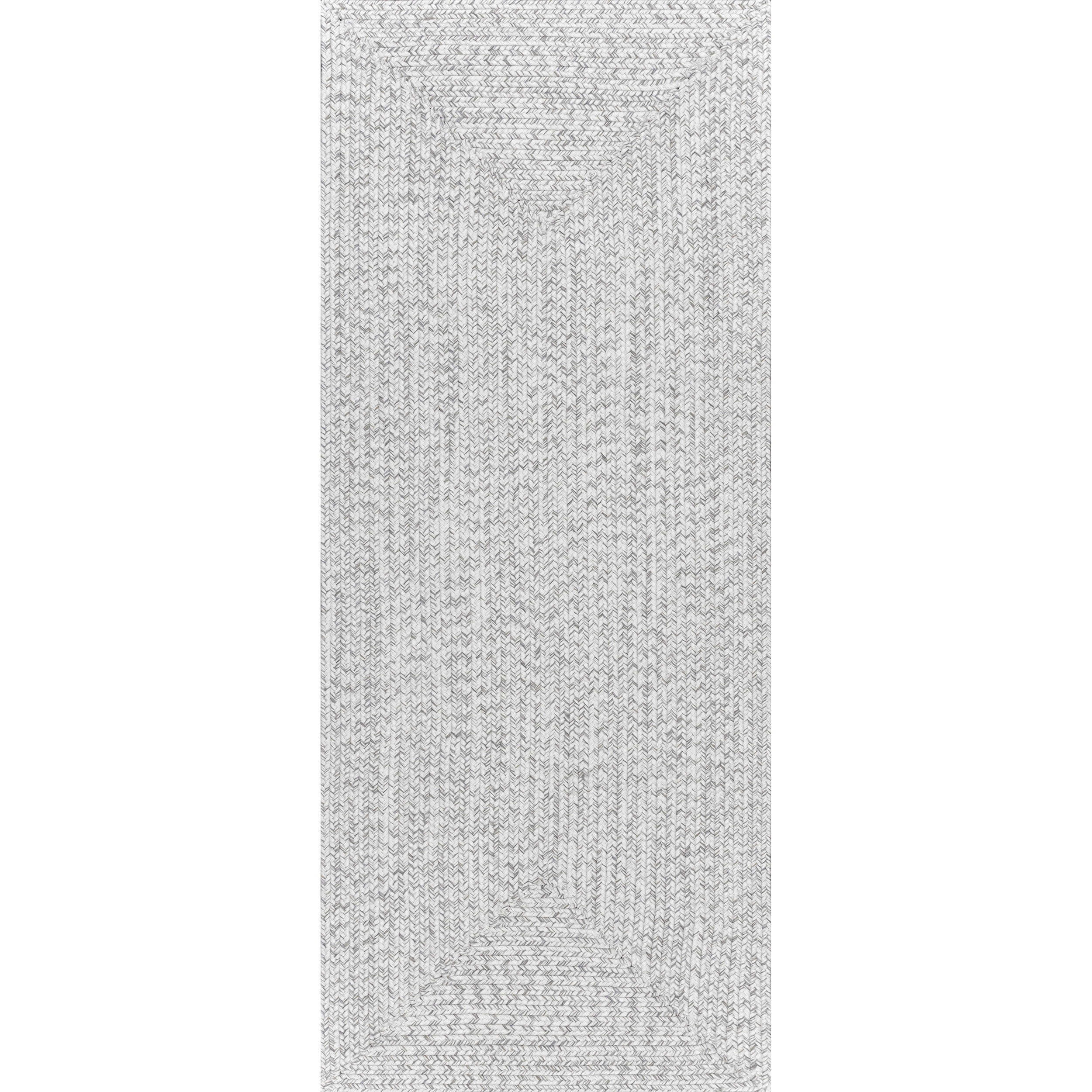 Ivory Braided Synthetic Indoor/Outdoor Runner Rug 31" x 10'