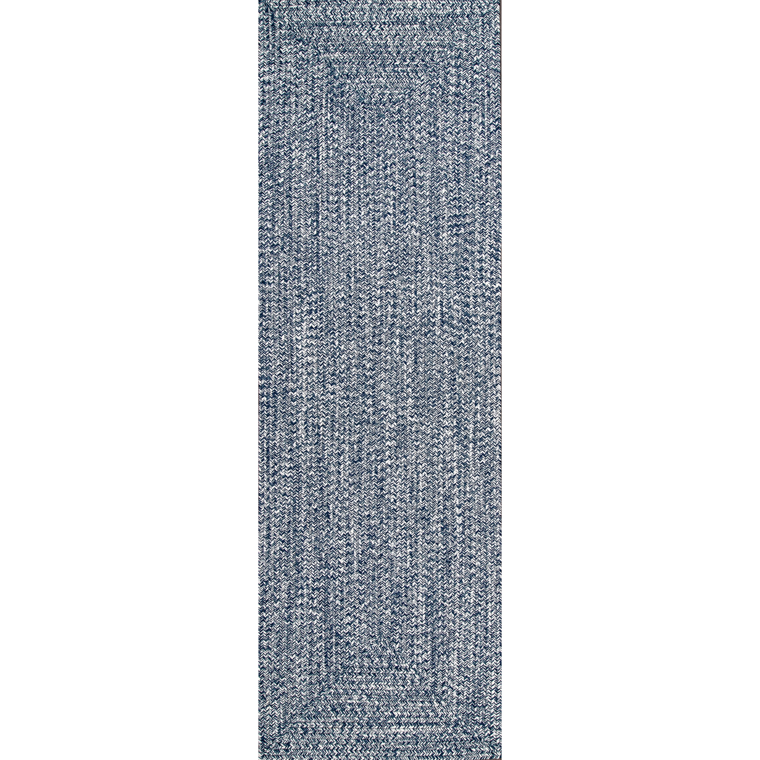 nuLOOM Eliz Hand Braided Jute Runner Rug, 2' 6" x 10', Blue