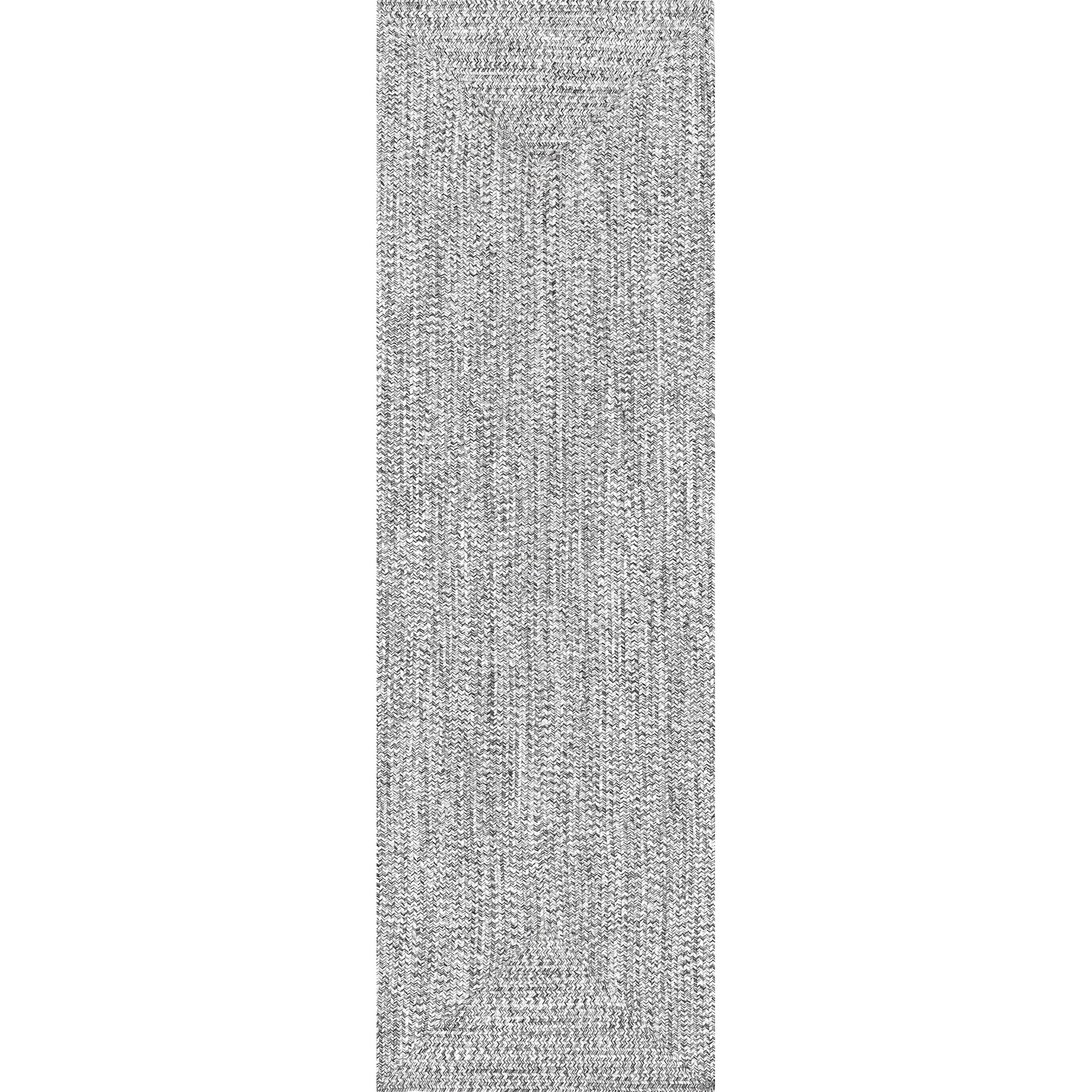 Salt and Pepper Braided Synthetic Indoor/Outdoor Runner Rug