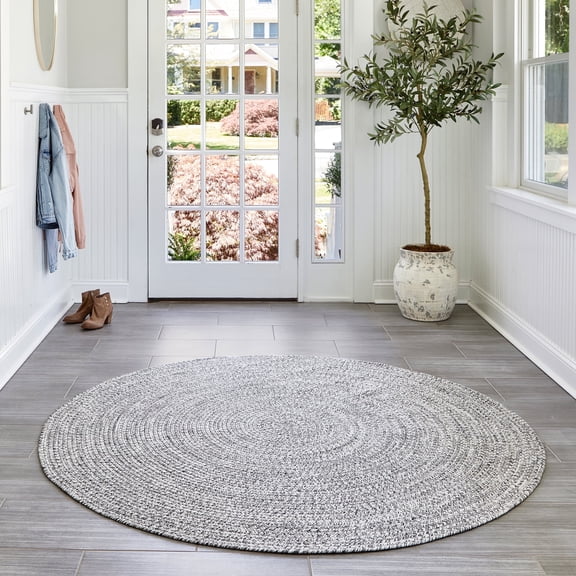 nuLOOM Wynn Braided Indoor/Outdoor Salt And Pepper 10' Casual Round Rug